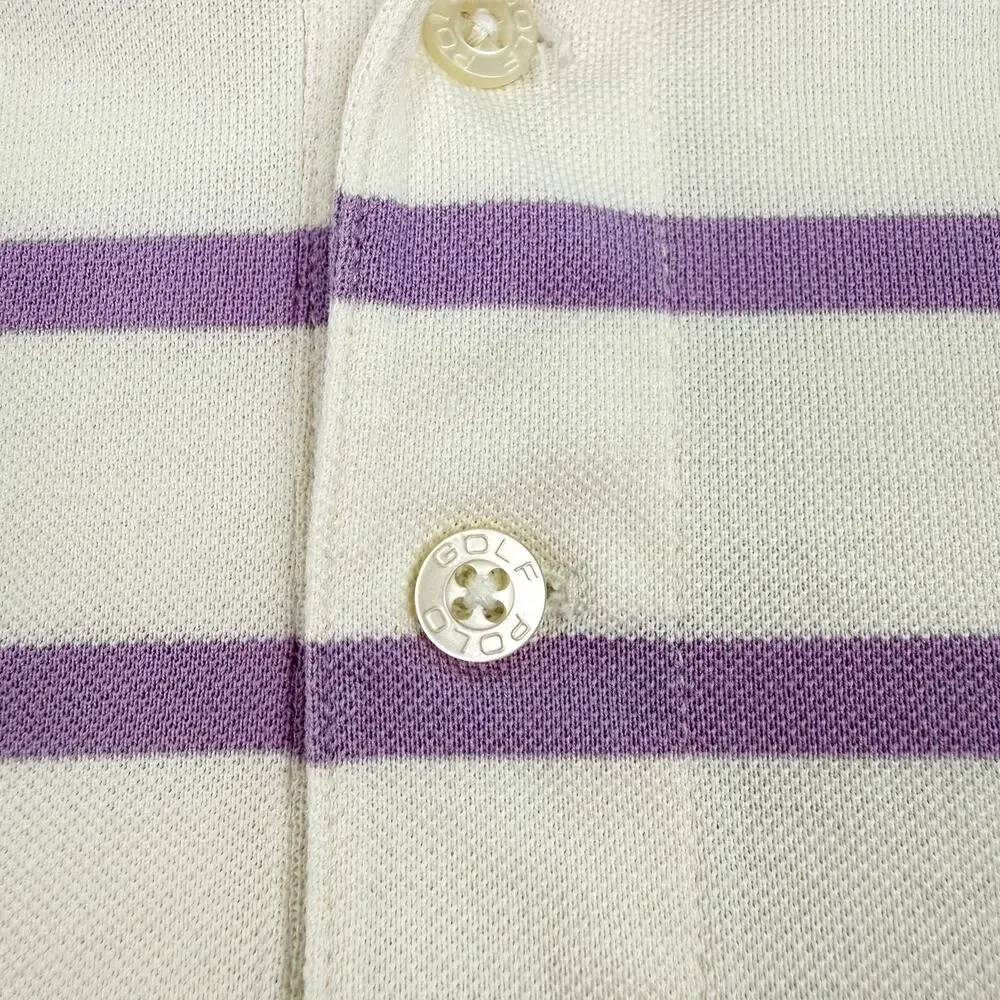 Polo Golf Ralph Lauren Stripe Polo Shirt Large Pima Cotton Lavender Off-White